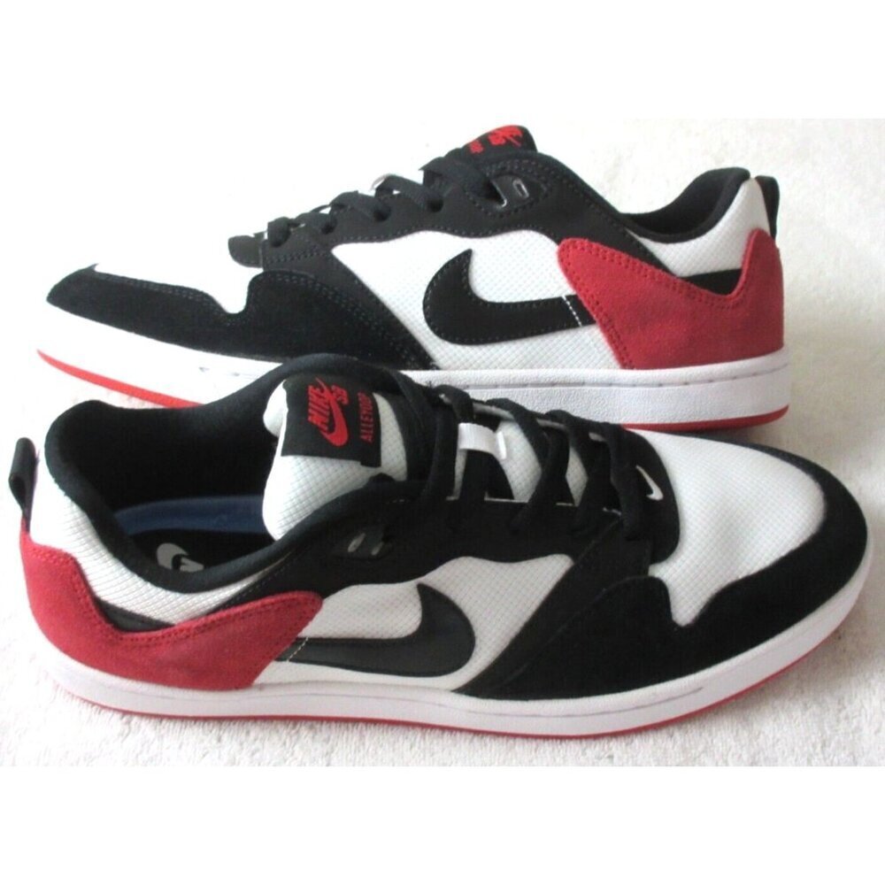 Nike Men's SB Alleyoop Classic Skate Shoes White Black University Red Sizes NIB